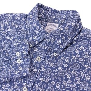 Brooks Brothers 1818 Regent Fit Blue Paisley AOP Floral Button Down Shirt Mens M